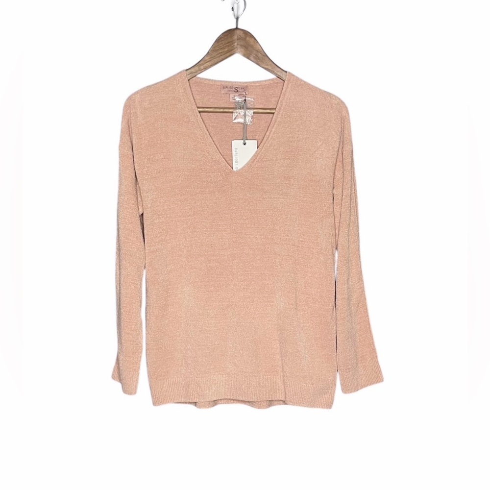 Barefoot Dreams CozyChic Ultra Lite Pintuck Pullover Sweater Auburn NWT